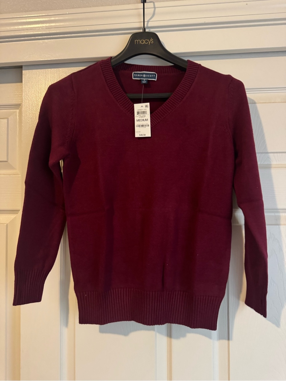 Karen Scott Scoop Neck Sweater in Deep Wine